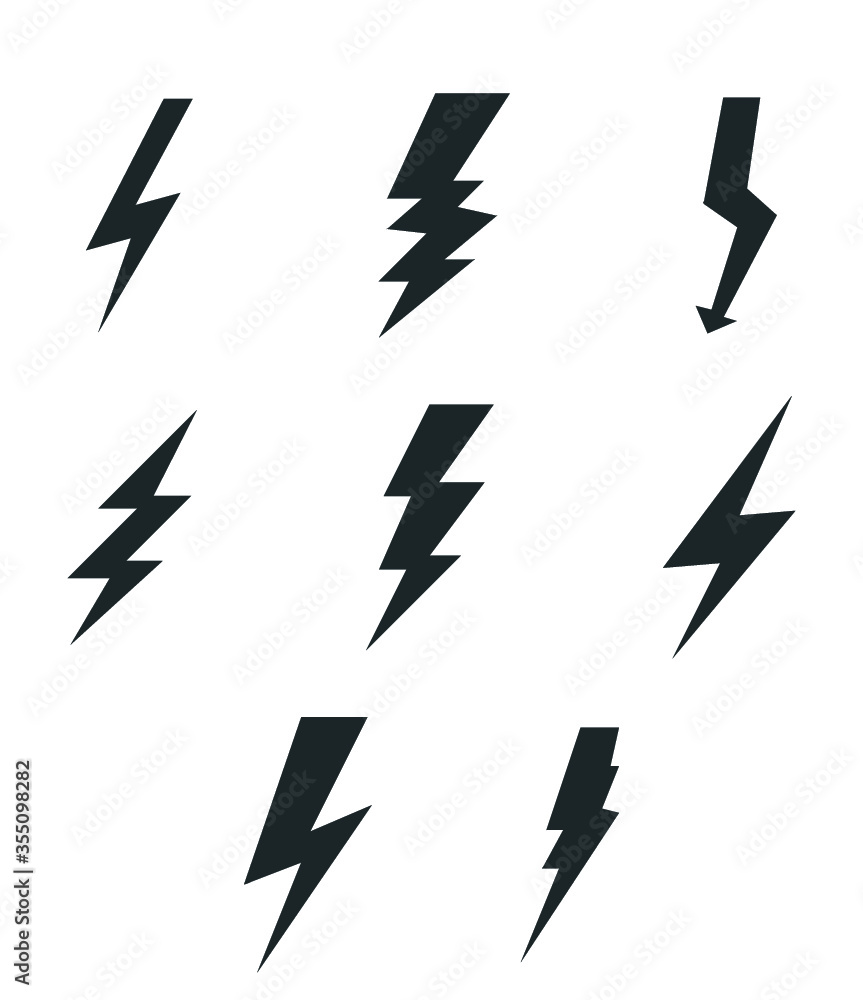 Poster lightning bolt icon set