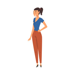 Smiling Businesswoman Character, Female Office Worker Cartoon Vector Illustration