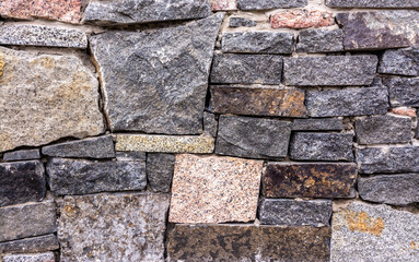 The texture of the stone wall. Part of a stone wall, for background or texture