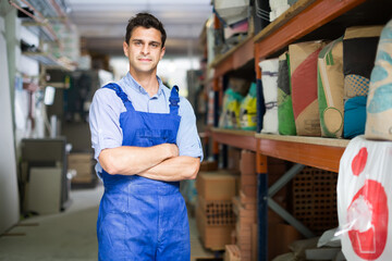 vendor in uniform on his workplace