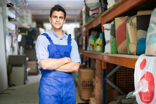 vendor in uniform on his workplace