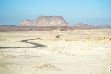 Empty winding road through the desert in Sinai peninsula, Egypt