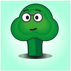 Cute broccoli vegetables emoticon cartoon mascot character design