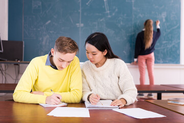 Two students preparing together for exam