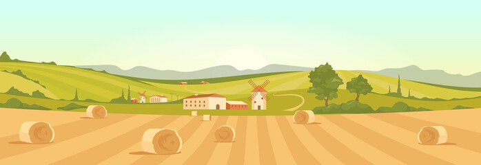 Farm in countryside flat color vector illustration © IMG visuals characte