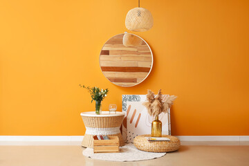 Interior of modern room with mirror