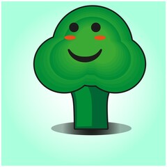 Cute broccoli vegetables emoticon cartoon mascot character design