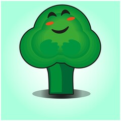 Cute broccoli vegetables emoticon cartoon mascot character design