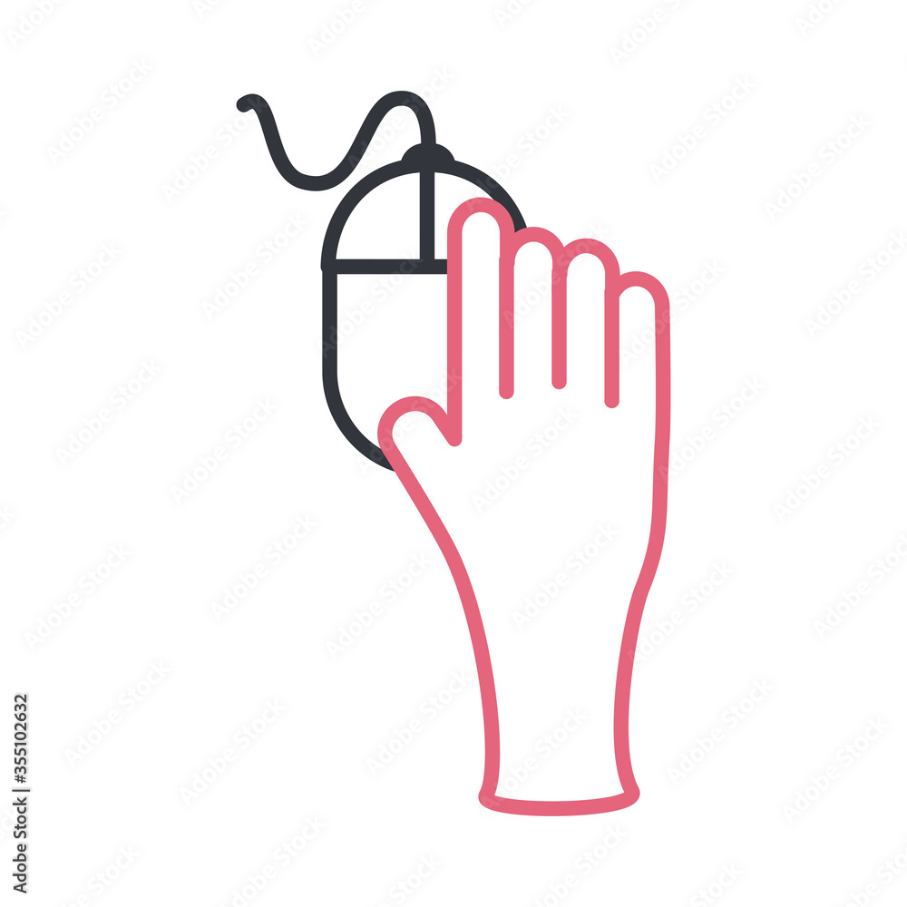 Poster hand with mouse line style icon vector design
