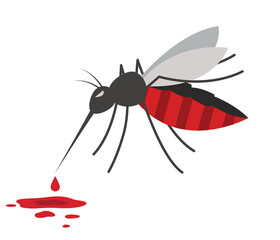 vector of mosquito sucking blood, illustration of a mosquito full of blood