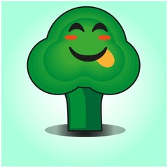 Cute broccoli vegetables emoticon cartoon mascot character design