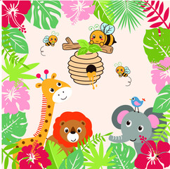 Cute animals like honey vector illustration