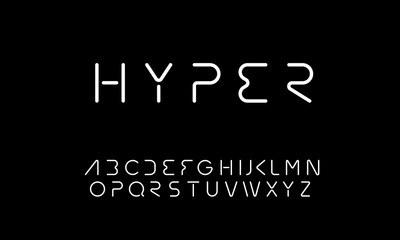 Hyper minimal technology display font design. Vector alphabet. - obrazy, fototapety, plakaty