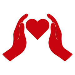 two hand with red heart