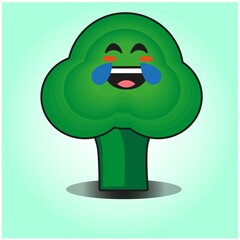 Cute broccoli vegetables emoticon cartoon mascot character design