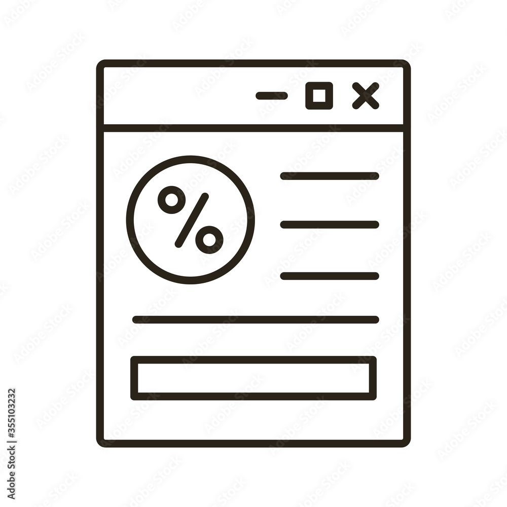 Poster webpage with percent symbol line style icon
