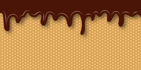 Wafer and melted chocolate background