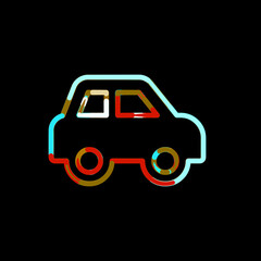 Symbol car side from multi-colored circles and stripes. Red, brown, blue, white