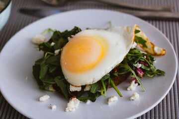 toast with fried egg salad and cheese.