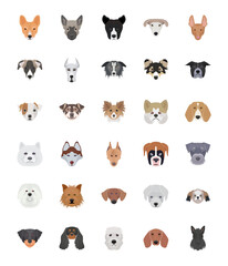 Breeds of Dogs Flat Icons Set 