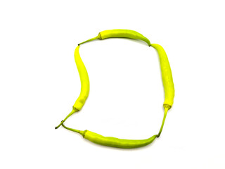 Some Northern Thai Green Chilli or capsicum or Cayenne Pepper or bell pepper on white background.