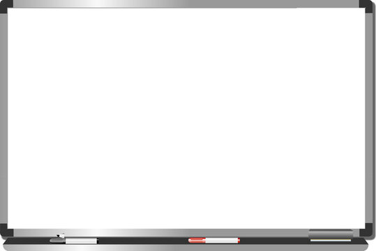 White Board vector with duster and marker isolated on white background.
