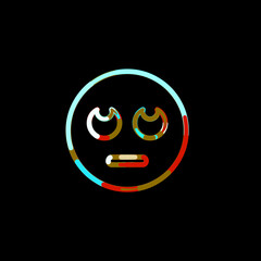 Symbol meh rolling eyes from multi-colored circles and stripes. Red, brown, blue, white