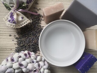 Natural healthcare with clean water and lavender soaps