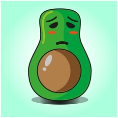 Cute half avocado emoticon cartoon mascot character design