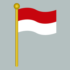 flag of indonesia with pole stick