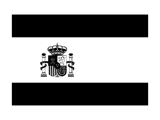 Spain Flag Black and White. Country National Emblem Banner. Monochrome Grayscale EPS Vector File.
