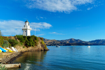 Fototapeta na wymiar Lighthouse in Akaroa, New Zealand.