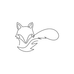 Single continuous line drawing of cute fox corporate logo identity. Mammals zoo animal icon concept. Modern one line graphic vector draw design illustration