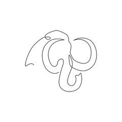 One continuous line drawing of big mammoth company logo identity. Prehistoric animal from ice age icon concept. Dynamic single line draw design vector graphic illustration