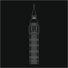 london big ben tower in england illustration for web and mobile design.