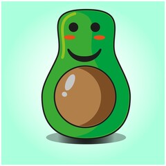 Cute half avocado emoticon cartoon mascot character design