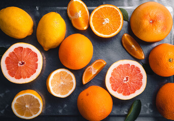 Oranges,Grapefruit,Lemon Fruit orange on white background