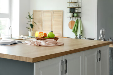 Stylish table in modern kitchen