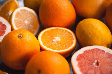 Oranges,Grapefruit,Lemon Fruit orange on white background