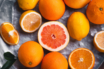 Oranges,Grapefruit,Lemon Fruit orange on white background