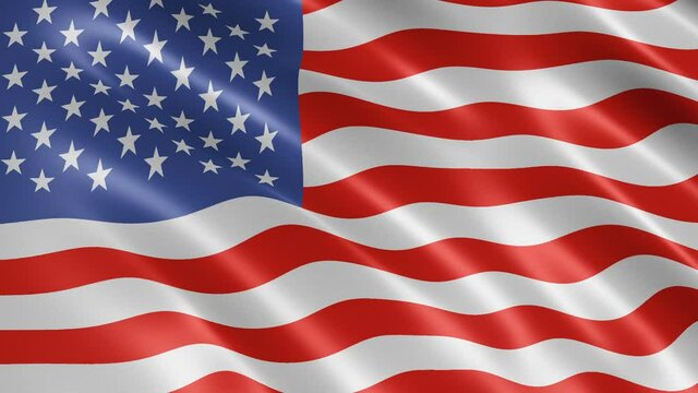 American flag waving in the wind. Realistic flag background. looped animation background.