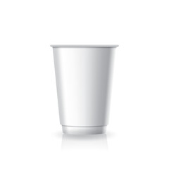 Blank white paper-plastic coffee-tea cup in medium size mockup template.