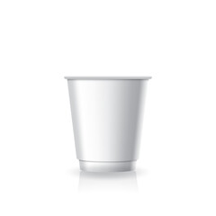 Blank white paper-plastic coffee-tea cup in small size mockup template.