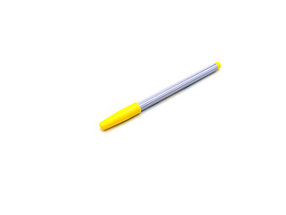 Yellow color pen on white background