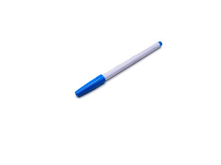 Blue color pen on white background