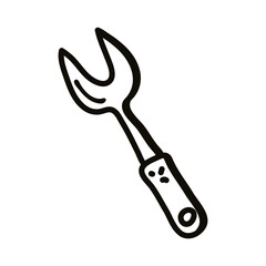 bbq fork line style icon vector design