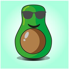 Cute half avocado emoticon cartoon mascot character design