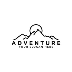 simple outline mountain logo design