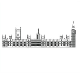 London Palace of Westminster in England. illustration for web and mobile design. - obrazy, fototapety, plakaty