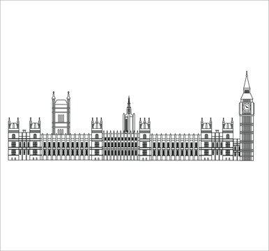 London Palace of Westminster in England. illustration for web and mobile design.